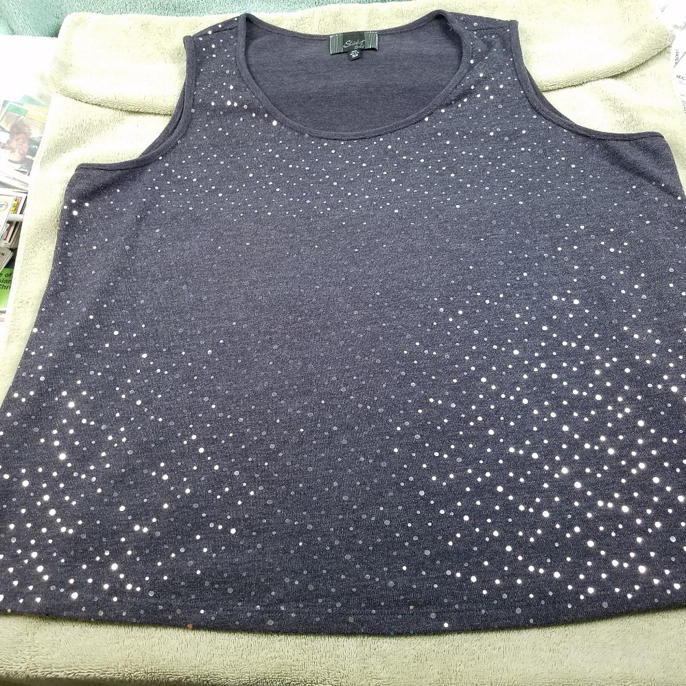 USA Slinky Brand sleeveless tank shirt shines dot